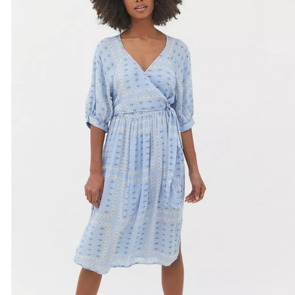 Urban outfitters Joey Surplice Faux Wrap Midi Dress